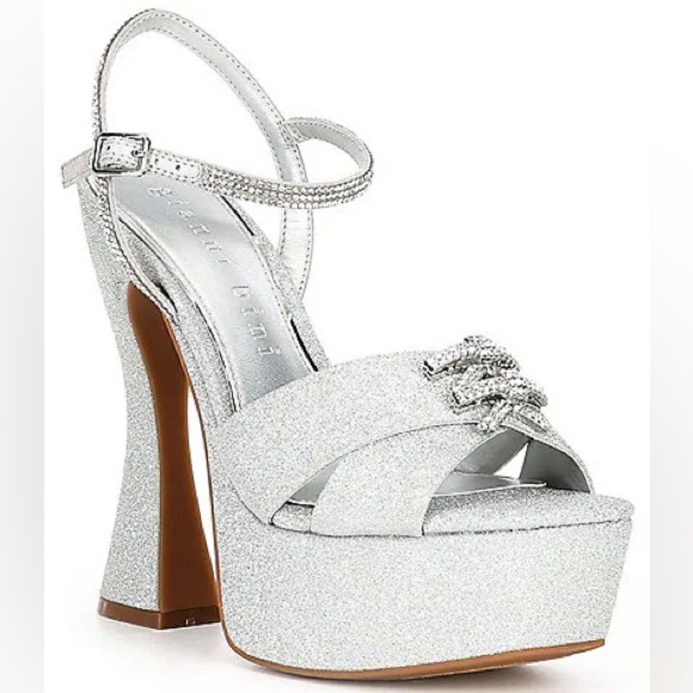 Gianni Bini Glitter Rhinestone Bow Platform Sandals - Picture 10 of 10
